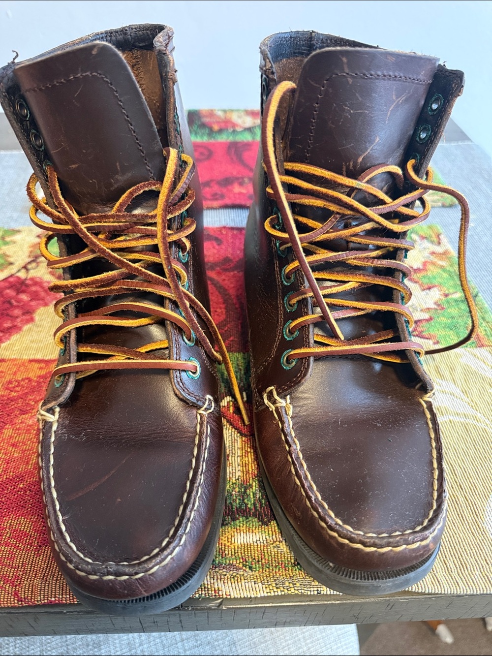 Eastland Women’s Dark Brown Leather Moc Toe Lace-Up Boots